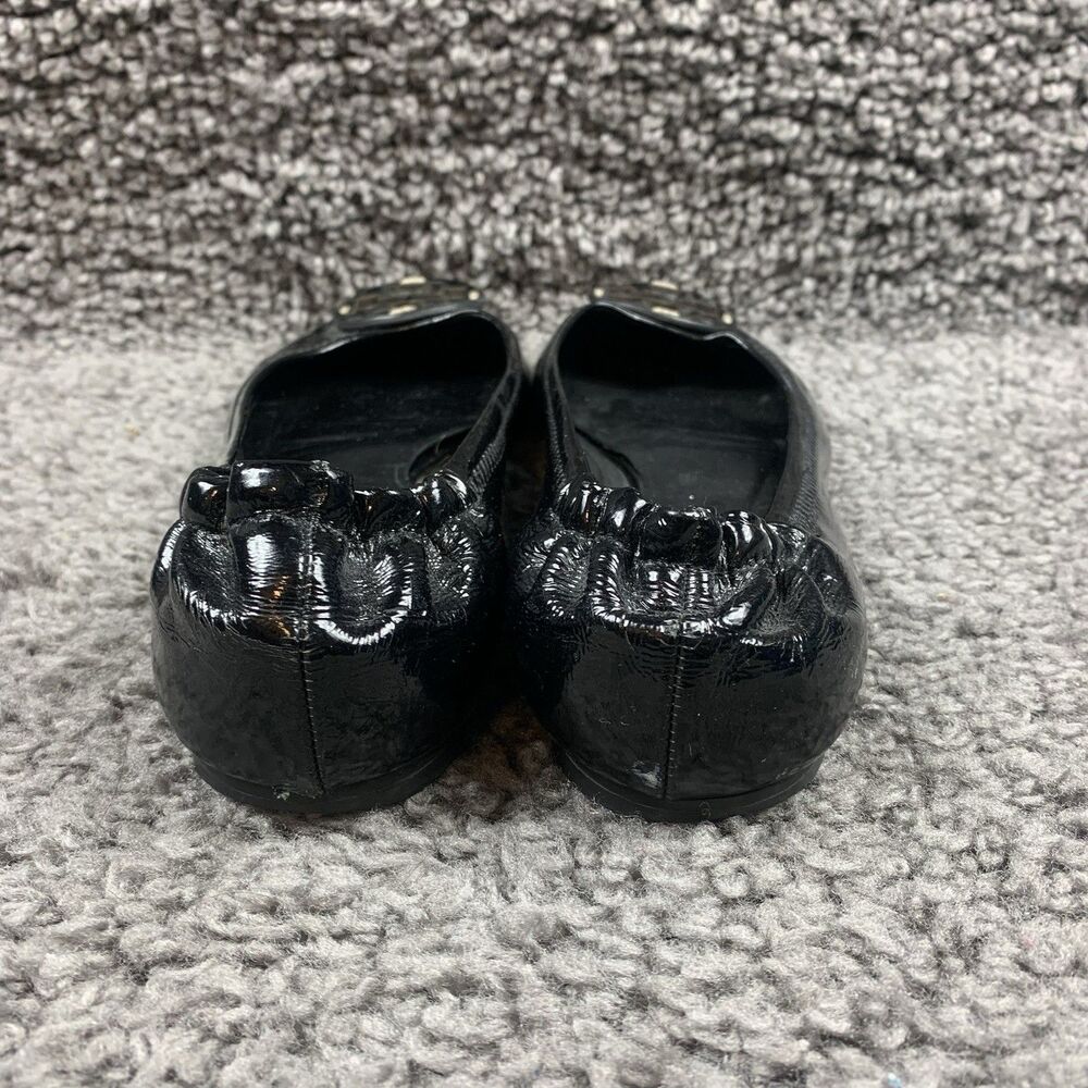 TORY BURCH Reva Ballerina Ballet Flats Black Patent Leather Size 8 M - Picture 3 of 8